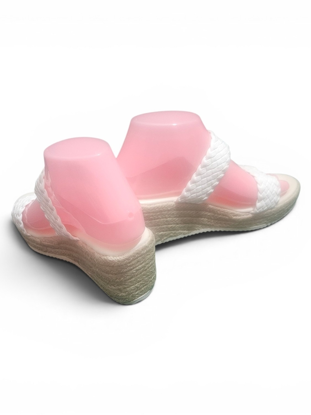 White Woven Braided Strap Espadrille Platform Wedge Sandals - Picture 5 of 8